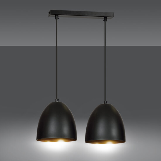 Emibig Emibig Varkaus lampe suspendue double dôme 2x E27 noir et or - Éclairage parfait pour chaque espace