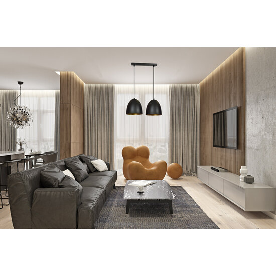 Emibig Emibig Varkaus zwart en goud dubbele koepel 2x E27 hanglamp - Perfecte verlichting voor elke ruimte