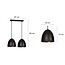 Varkaus black and gold double dome 2x E27 hanging lamp