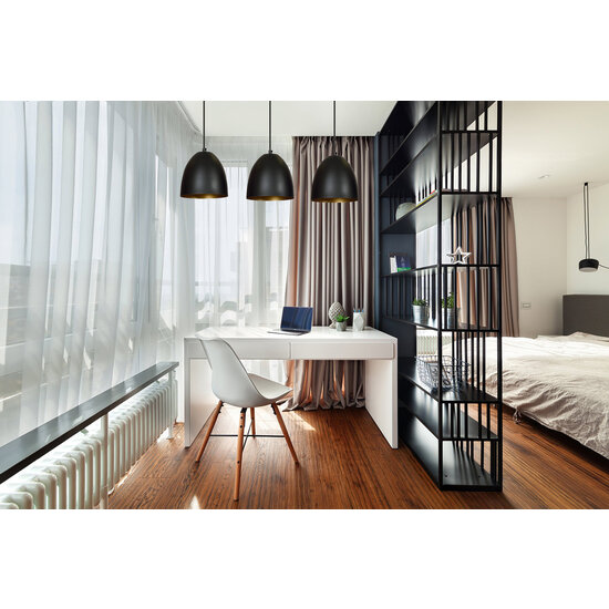 Varkaus black and gold triple dome 3x E27 hanging lamp