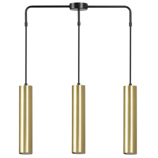 Porvoo lange 3L zwart en goud hanglamp lange kokers 3x GU10