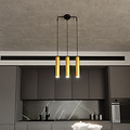 Porvoo long 3L schwarz-goldene Hängelampe mit langen Röhren 3x GU10