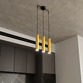Porvoo long 3L schwarz-goldene Hängelampe mit langen Röhren 3x GU10