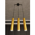 Porvoo lange 3L zwart en goud hanglamp lange kokers 3x GU10