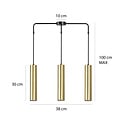 Porvoo lange 3L zwart en goud hanglamp lange kokers 3x GU10