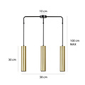 Porvoo long 3L black and gold hanging lamp long tubes 3x GU10