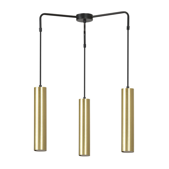 Emibig Emibig Porvoo compacte 3L lampe suspendue noire et dorée tubes longs 3x GU10 - Éclairage idéal pour les intérieurs modernes