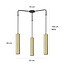 Porvoo compacte 3L zwart en goud hanglamp lange kokers 3x GU10