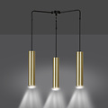 Porvoo compact 3L black and gold hanging lamp long tubes 3x GU10