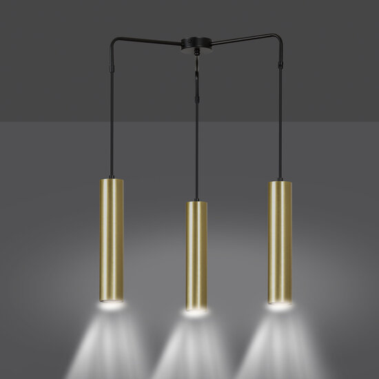 Emibig Emibig Porvoo compacta 3L lámpara colgante negra y dorada tubos largos 3x GU10 - Iluminación ideal para interiores modernos