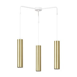 Emibig Porvoo wit en goud compacte 3L hanglamp lange kokers 3x GU10