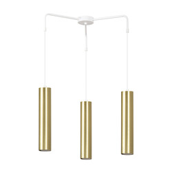 Porvoo white and gold compact 3L hanging lamp long tubes 3x GU10