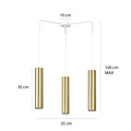 Porvoo white and gold compact 3L hanging lamp long tubes 3x GU10