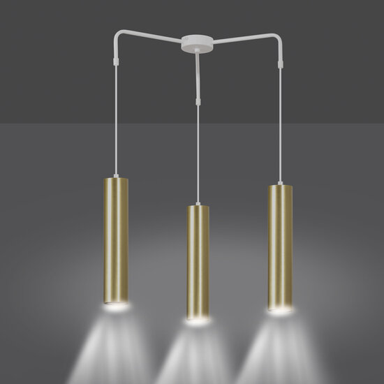 Emibig Emibig Porvoo white and gold compact 3L hanging lamp long tubes 3x GU10 - Ideal lighting for any space