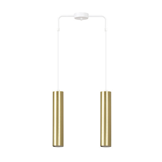 Porvoo 2L suspension blanche et dorée tubes longs 2x GU10