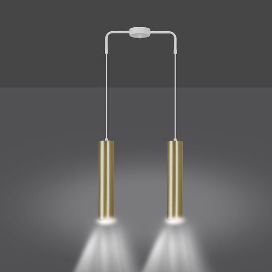 Porvoo 2L white and gold hanging lamp long tubes 2x GU10