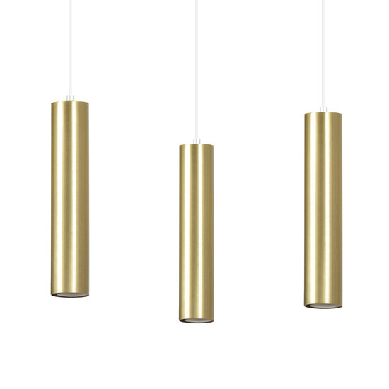 Porvoo wit met gouden lange 3L hanglamp lange kokers 3x GU10