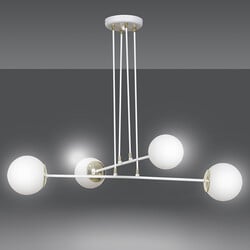 Emibig Oulu blanc avec lampe suspendue en laiton et verre blanc 4x E14