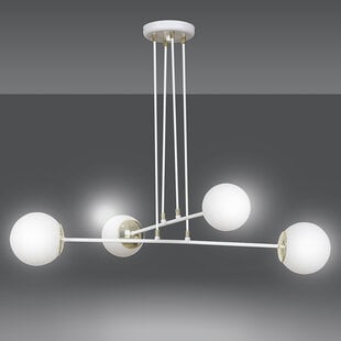 Emibig Oulu wit met messing hanglamp en wit glas 4x E14