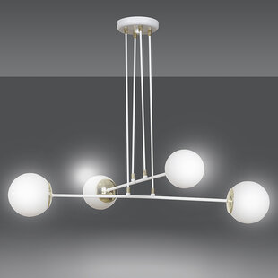 Oulu white with brass hanging lamp and white glass 4x E14