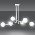 Emibig Emibig Oulu grote witte hanglamp met messing en 6 witte glazen bollen E14 - Perfect voor een stijlvolle verlichting in uw interieur