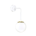 Oulu wandlamp volledig wit met wit glas en messing accent E14