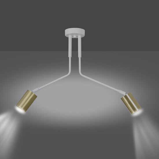Mikkeli wit en goud 2x GU10 richtbare hanglamp