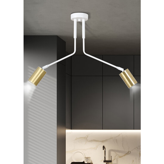 Mikkeli wit en goud 2x GU10 richtbare hanglamp