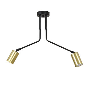 Mikkeli 2x lampe à suspension orientable GU10 noire avec or