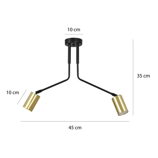 Mikkeli 2x GU10 orientable hanging lamp black with gold