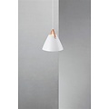 Scandinavische hanglamp wit met leren details, GU10-fitting max 40W, dimbaar, textielkabel 300 cm, IP20