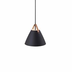 Scandinavian pendant lamp white, metal and leather, GU10