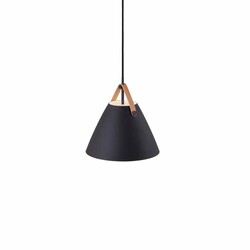 Suspension scandinave blanche, métal et cuir, GU10