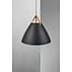 Skandinavische Hängelampe schwarz E27, Metallschirm Ø 68 cm mit Lederdetail, Höhe 60,7 cm, IP20, dimmbar mit passender Lampe