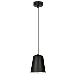 Keemi zwart met witte hanglamp konisch 1x E27