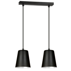 Keemi double noir avec suspension blanche conique 2x E27