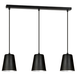 Keemi wide 3 L hanging lamp black with white conical 3x E27