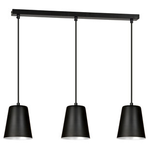 Keemi brede 3 L hanglamp zwart met wit konisch 3x E27