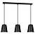 Keemi brede 3 L hanglamp zwart met wit konisch 3x E27