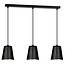 Keemi brede 3 L hanglamp zwart met wit konisch 3x E27