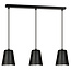 Keemi wide 3 L hanging lamp black with white conical 3x E27