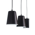Keemi wide 3 L hanging lamp black with white conical 3x E27