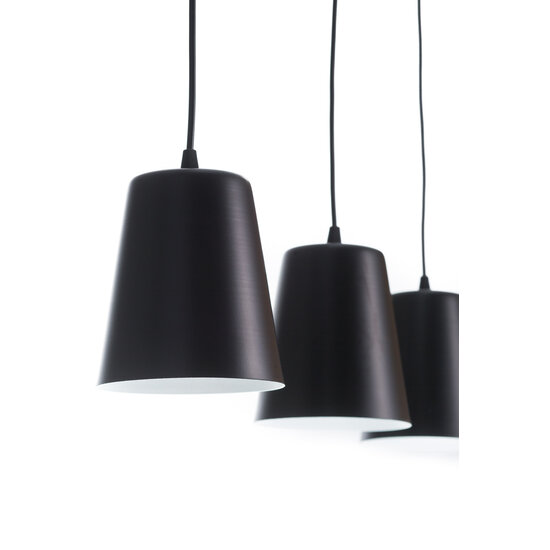Keemi wide 3 L hanging lamp black with white conical 3x E27