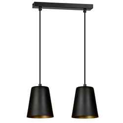 Keemi dubbele zwart met gouden hanglamp konisch 2x E27