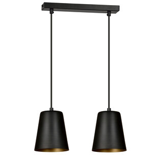Keemi double black with gold hanging lamp conical 2x E27