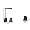 Keemi double black with gold hanging lamp conical 2x E27