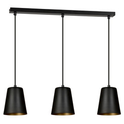 Keemi black and gold wide 3 L hanging lamp conical 3x E27