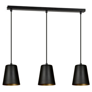 Keemi zwart en gouden brede 3 L hanglamp konisch 3x E27