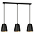 Keemi zwart en gouden brede 3 L hanglamp konisch 3x E27