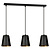 Lampe suspendue Keemi noir et or large 3 L conique 3x E27